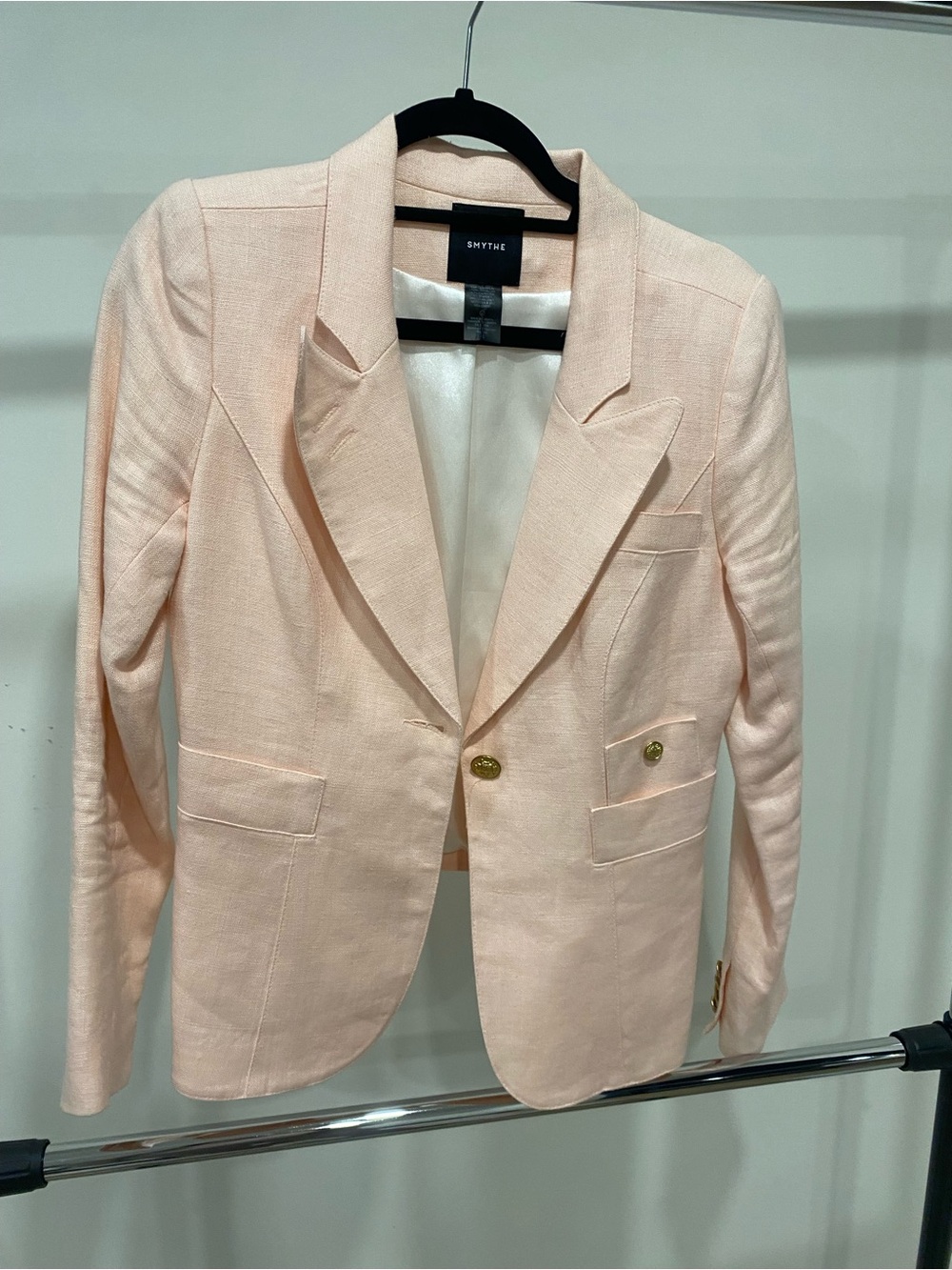 Smythe Pale Blush Pink Single-Button Tailored Blazer